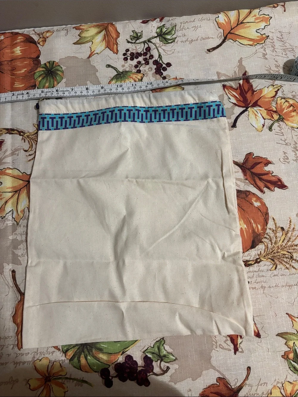 Tory Burch Cream Canvas Dust Bag with Blue Logo Trim